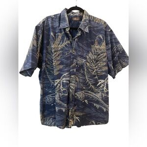 Cafe Luna Mens Hawaiian Shirt Button Up Short Sleeve Multicolored Size: XL 46/48